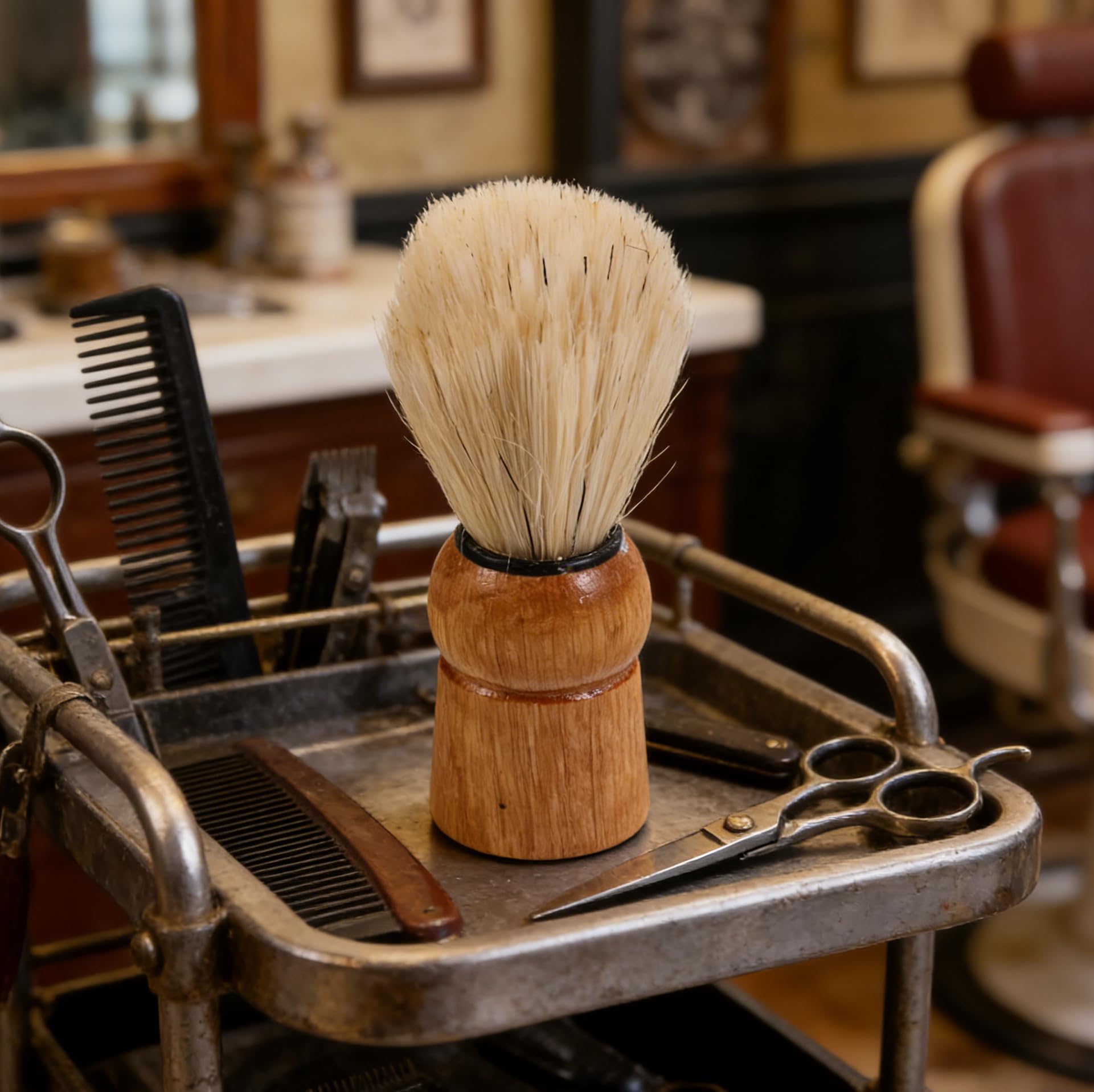 Hoement Retro Beard Brush with Handle 3.54In Compact Shaving Brush for Men S Beard Grooming Face Hair Foaming Travel Use