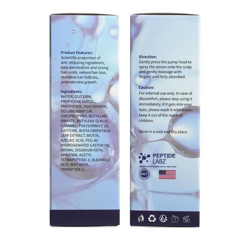Peptide Hair Growth Serum Spray with Acetyl Tetrapeptide-3, Biotinoyl Tripeptide-1, Caffeine and Licorice Root Extract