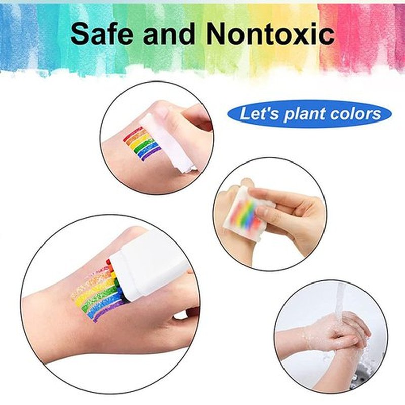 DoubleWood Rainbow Face Paint Set, 4 Count, Pride Face Paint Stick for LGBT Pride Month Celebrations Party, Rainbows Makeup Gay Pride Crayons for Body, Rainbow