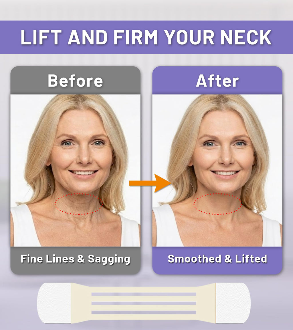 Neck lift tape, Instant Lift for Sagging Skin & Wrinkles, (4 Bands + 20 Patches Lift Strips for Neck), Neck Tape Lifting Invisible, Durable, Waterproof and Flexible Adhesive Tape for Women (20 pcs)
