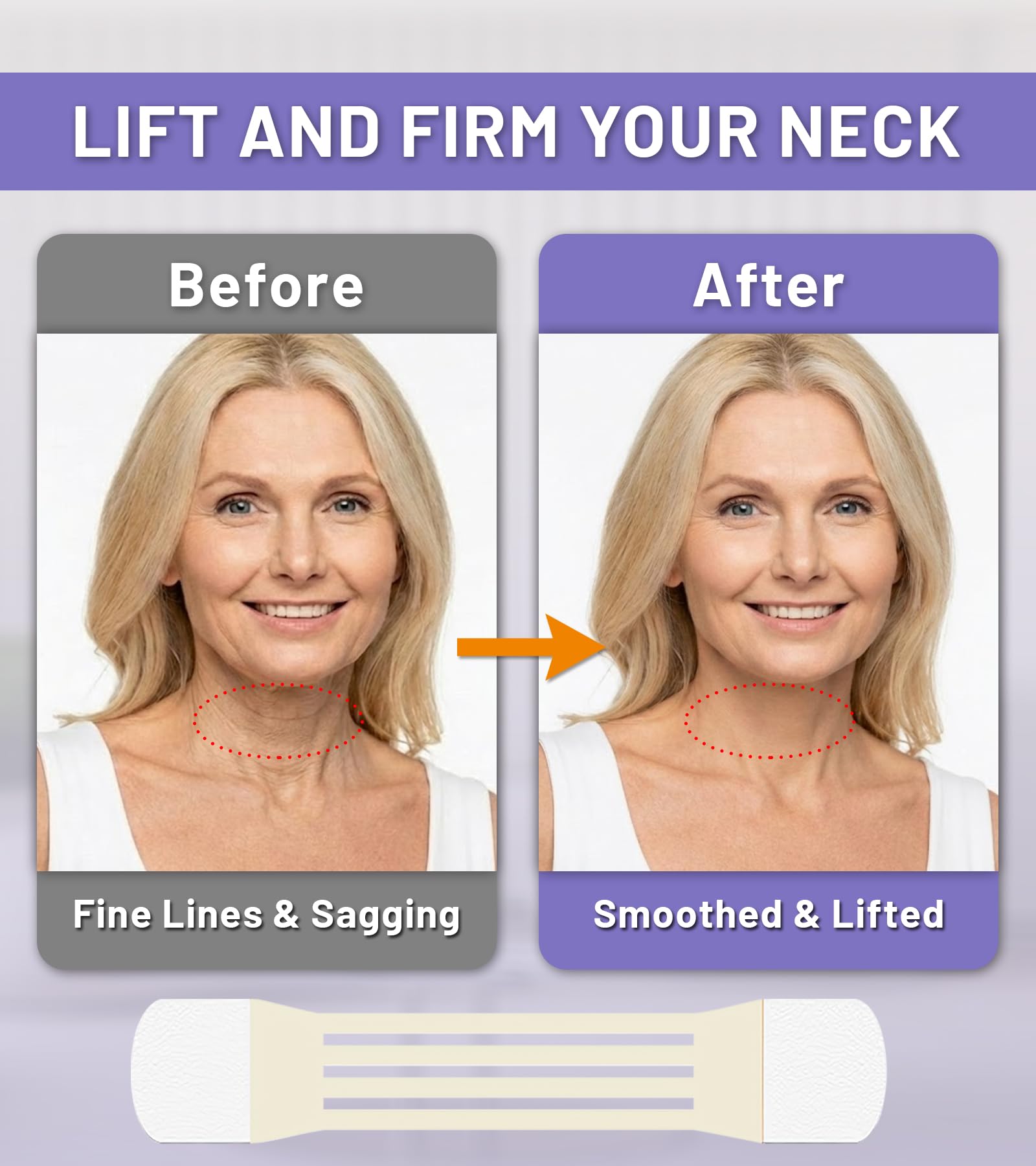 Neck lift tape, Instant Lift for Sagging Skin & Wrinkles, (4 Bands + 20 Patches Lift Strips for Neck), Neck Tape Lifting Invisible, Durable, Waterproof and Flexible Adhesive Tape for Women (20 pcs)