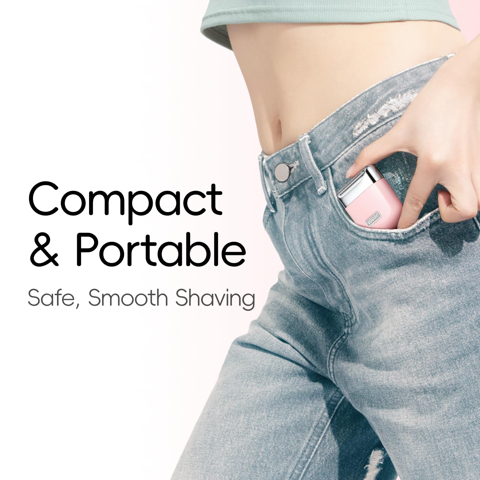yoose Electric Razors for Women, IPX7 Alloy Body Bikini Trimmer for Women (USB-C, Trimmer Comb, Multi Shaving Modes), Portable Size, Sakura Pink
