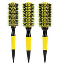 Healthcom 3 in 1 Ceramic & Ionic Bristle Round Barrel Hair Brush Set for Women & Men - Professional Styling, Blow Drying, Curling with Boar Bristle Brush & Scalp Comb (Yellow)