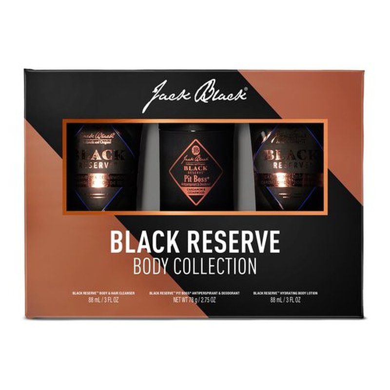 Jack Black Black Reserve Body Collection Set for Men – Multi-Purpose Mens Body Wash, Pit Boss Men's Deodorant, Body Lotion, Grooming Kit
