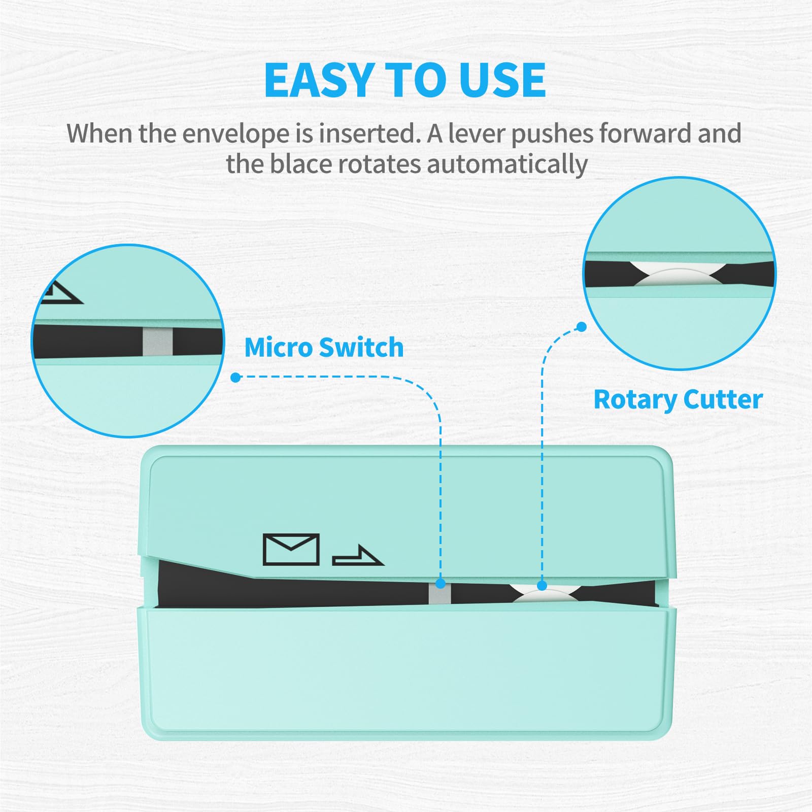 Battery Operated Electric Letter Opener - Letter Openers Envelope Slitter, Envelope Opener, Mail Opener, Universal Envelope Efficient Letter Opener Tool for Office, Home (Mint Green)