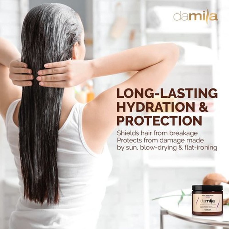 Damila Keratin Hair Mask - Deep Conditioning Treatment for Dry, Damaged Hair - 16.9 Fl. Oz | Restores Silkiness & Shine