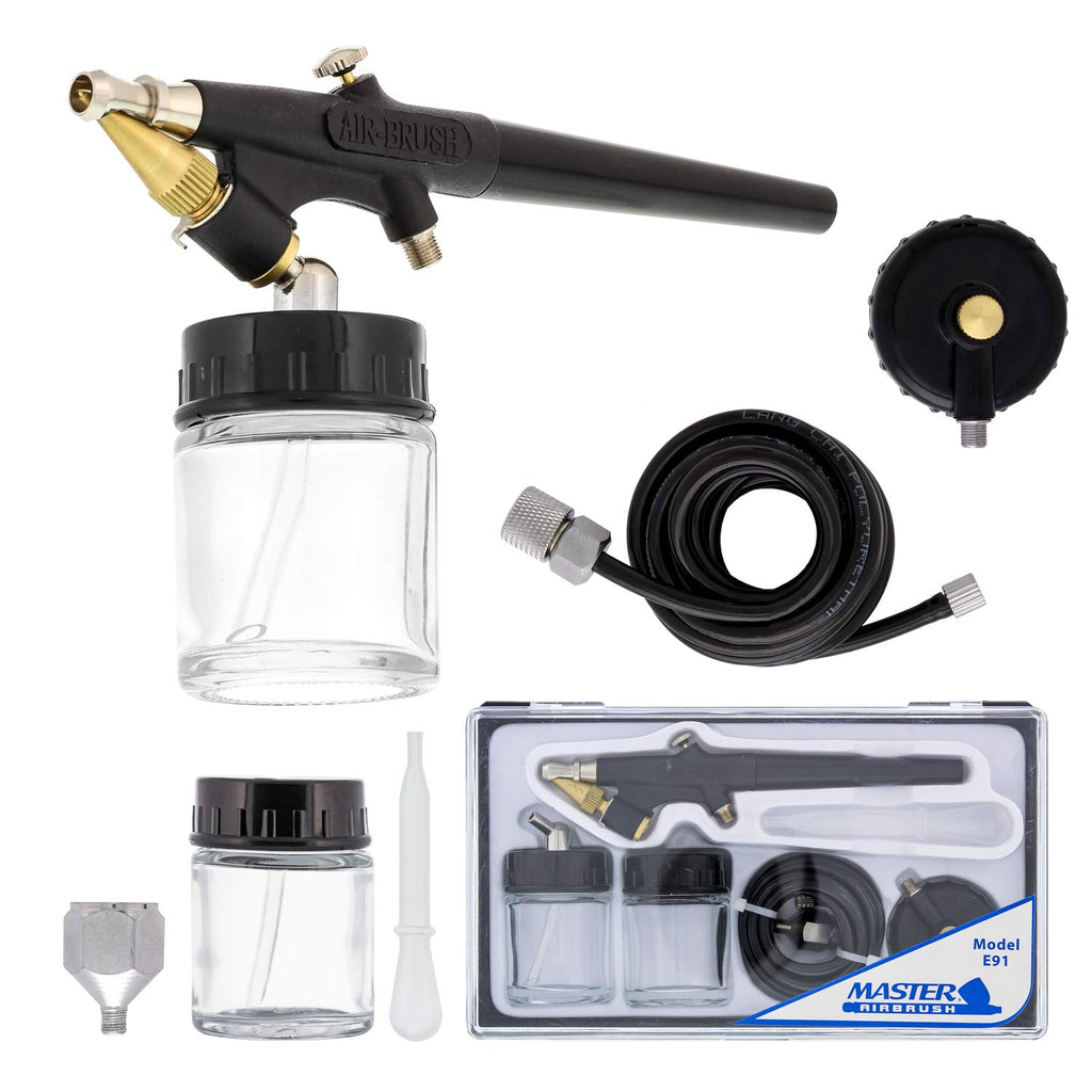 Master Airbrush Model E91 Airbrush Set Master Single-Action External Mix Siphon Feed Airbrush Set with 0.8mm Tip and 1/8" air Inlet