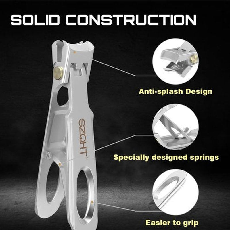 Precision and Comfort Combined: Introducing Our Ergonomically Designed Stainless Steel Nail Clipper with Large Opening and Built-in Clipping Storage – The Ideal Gift for Effortless Nail Care(Silver)