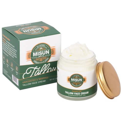 Misun Health Grass Fed Beef Tallow Moisturizer for Skin - Hydrating All Natural Skincare Face & Body - Unscented & Fragrance-Free