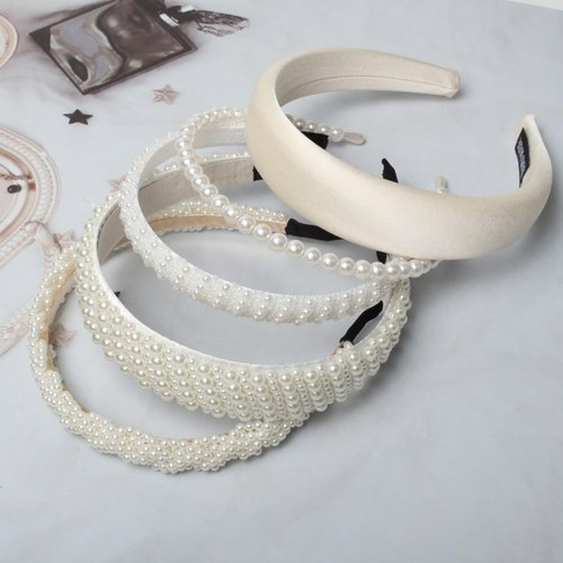 Cuizhiyu 5PK White Pearl Headbands for Women Girls Cute Pearl dainty Headbands Bling Faux Pearls Hairbands Wedding Hair Accessories hair hoop headband