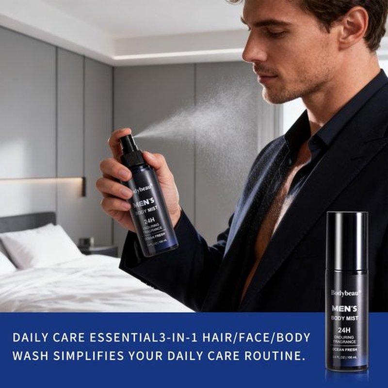 Gift for Men, 7-Piece Bath and Body Spa Gift Set, Men's Skin Care Includes 3-in-1 Face Wash, Handmade Soap, Body Mist, Lotion, Shower Sponge & Travel Bag-Gifts for Dad, Husband, Boyfriend and Friends
