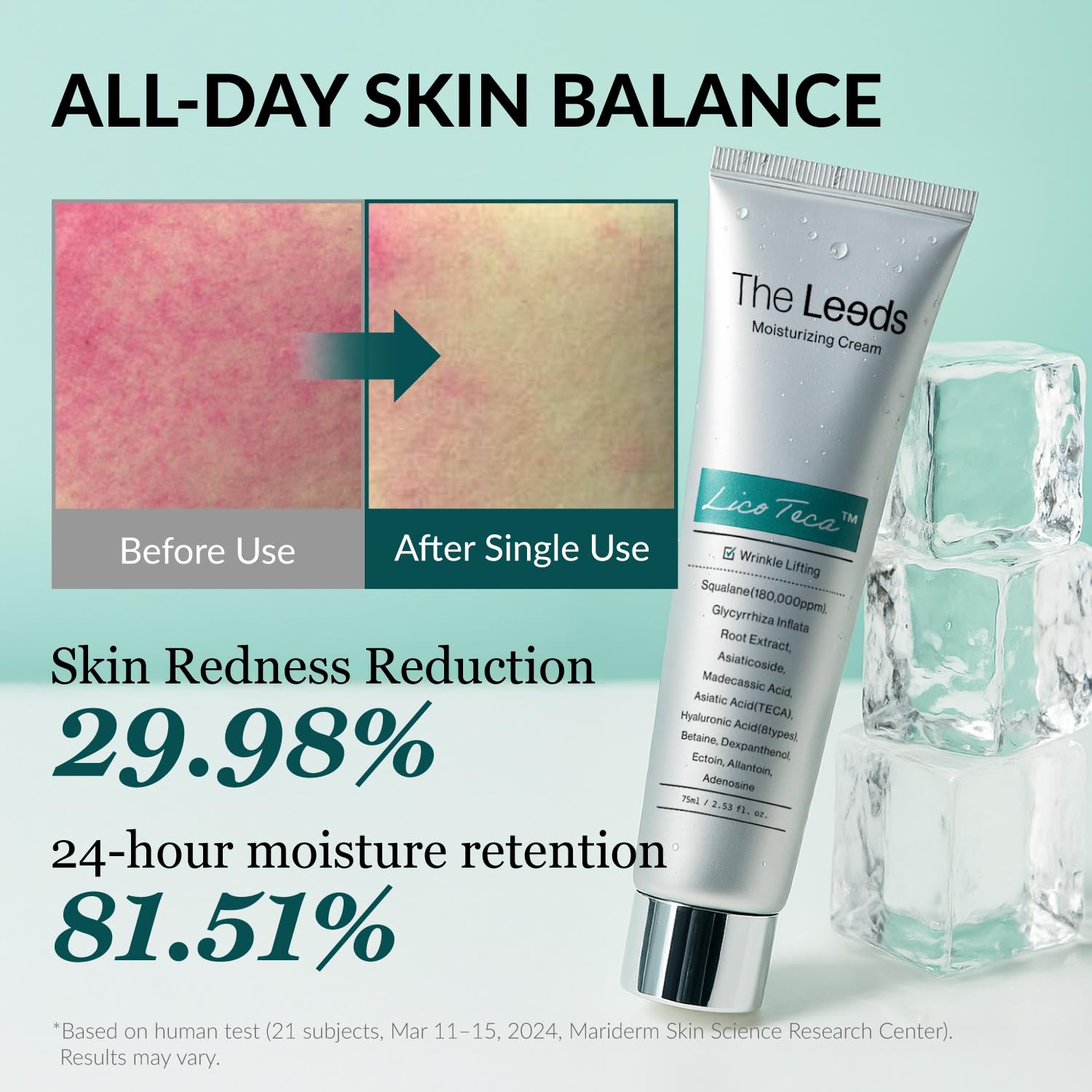 THELEEDS LicoTeca Moisturizing Cream 75ml(2.53 fl. oz.) | Korean Skincare Hydrating Facial Moisturizer for Sensitive & Dry Skin | Squalane 180,000ppm, Hyaluronic Acid, Ectoin, Dexpanthenol, Allantoin