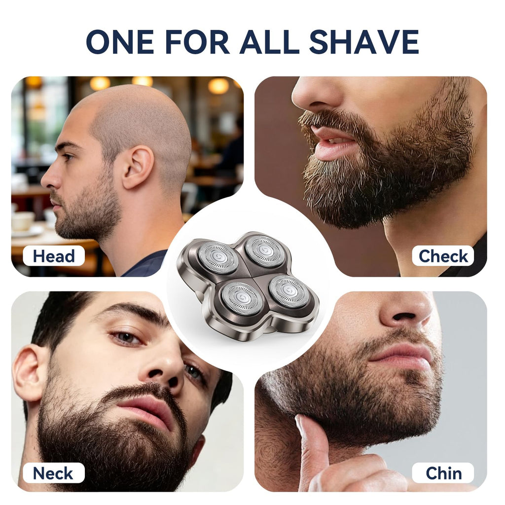 3 Pack Pro 4 Shaver Replacement Blades Compatible with Skulls Pitbulls Series Gold PRO, Silver PRO, Platinum PRO, Butterfly Kiss PRO Head Shavers, Floating 4 Heads Design, Shaver Replacement Head