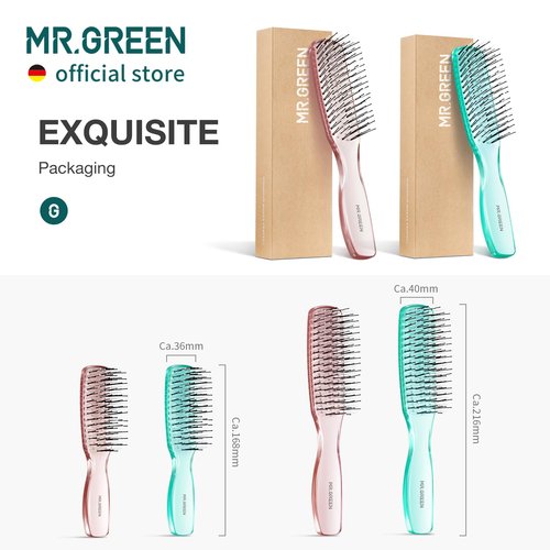 MR.GREEN Hair Brush Crystal Scalp Massage Combs Volumizing Hair Styling Fine Tooth Detangling Tool For Long Wet Dry Hair Women Gift (Pink, Large)