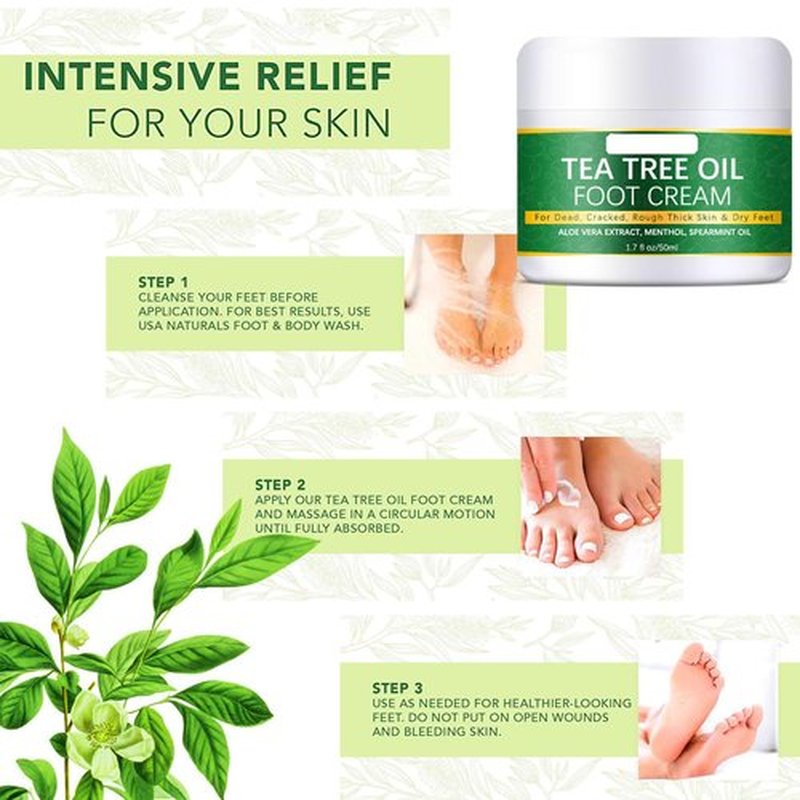 Grospe Tea Tree Foot Cream Repair Foot Athletes Foot Treatment Cream Dead Skin Removal Peeling Moisturizing Exfoliation Foot Care Repair Cream for Dry Cracked Heels,1.7 Fl Oz