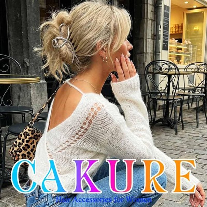 CAKURE Bow Hair Clip Metal Bow Claw Clips Large Hair Claws for Thick Hair Women Hair Accessories (Pack of 2)