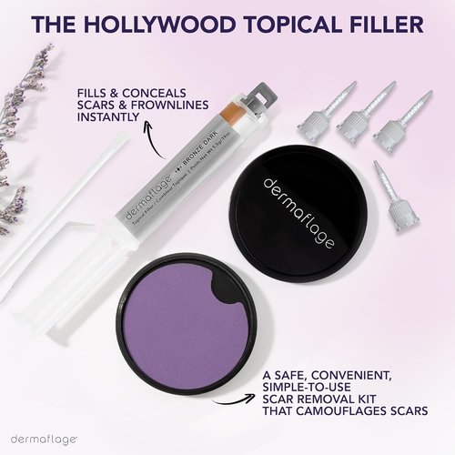 Dermaflage Scar Filler Kit - Waterproof Concealer for Deep Scars | Bronze Dark, 1 Month Supply