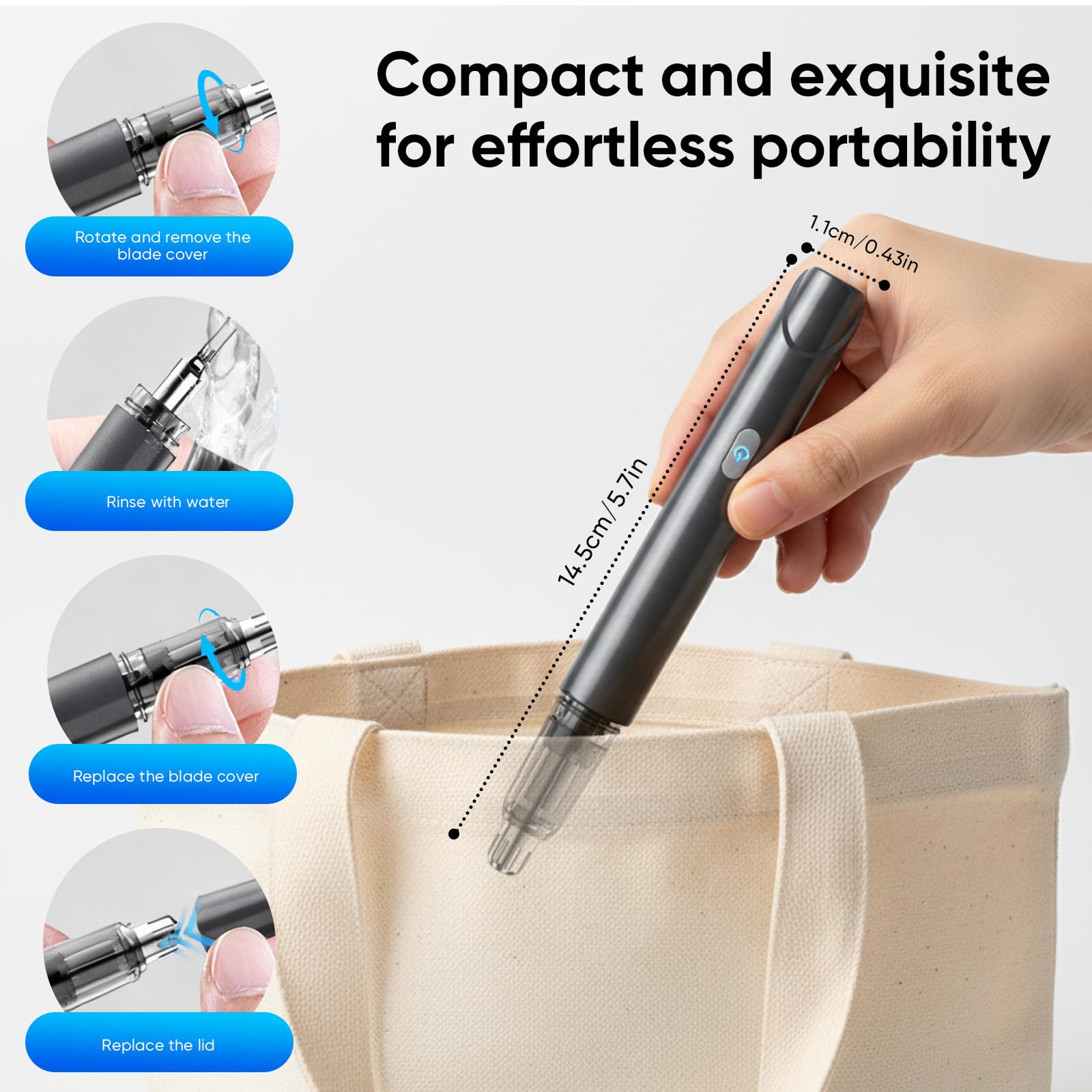 LORESJOY Ear and Nose Hair Trimmer for Men and Women, Visual Nose Hair Trimmer HD Camera, Compatible Android and iOS, USB-C Charging, Travel Trimmer, Dual Edge Blades for Easy Cleansing (Gray)