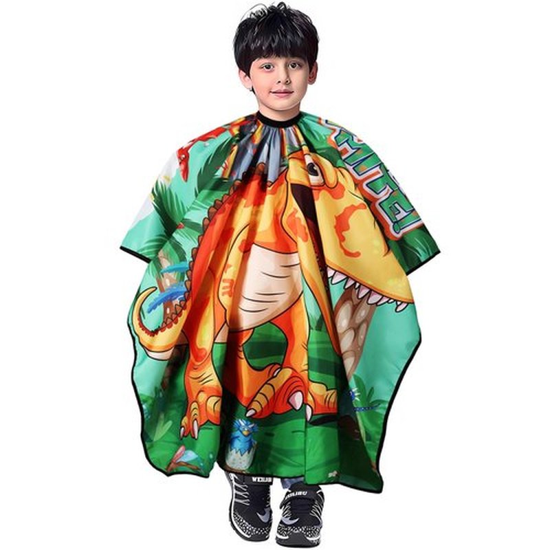 DOKKIA Barber Hair Cutting Cape Kids Children Toddler Boys Girls Hairdressing Salon Styling Cloth Apron Cover Gown with Neck Duster Brush Dinosaur Eggs Wild Roar
