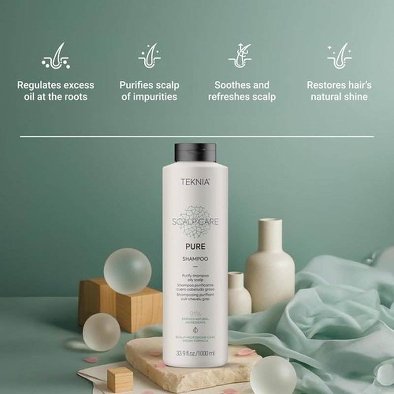Lakmé Teknia Scalp Care Shampoo - Pure Purifying Formula for Oily Scalp | 33.8 Fl Oz