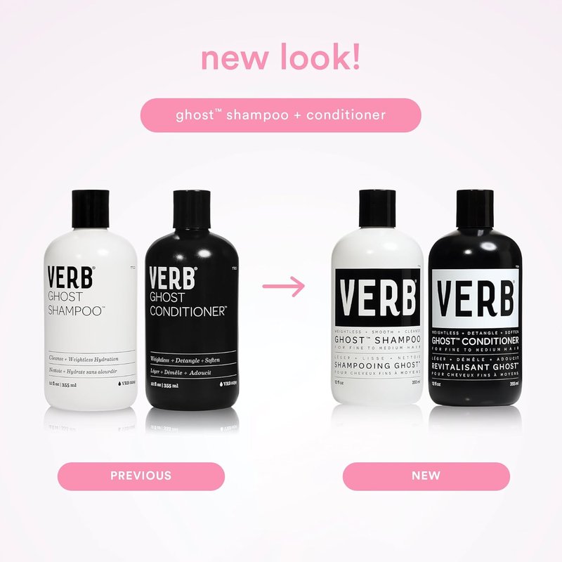 VERB Ghost Shampoo & Conditioner Duo Set - Lightweight Formula for All Hair Types | 12 oz Each