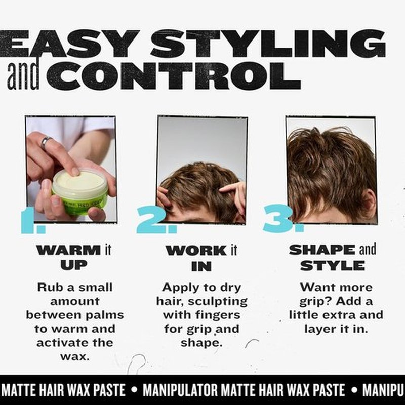 TIGI Bed Head Manipulator Matte Hair Wax - Strong Hold Styling Paste for Short to Medium Hair, 2.01 oz