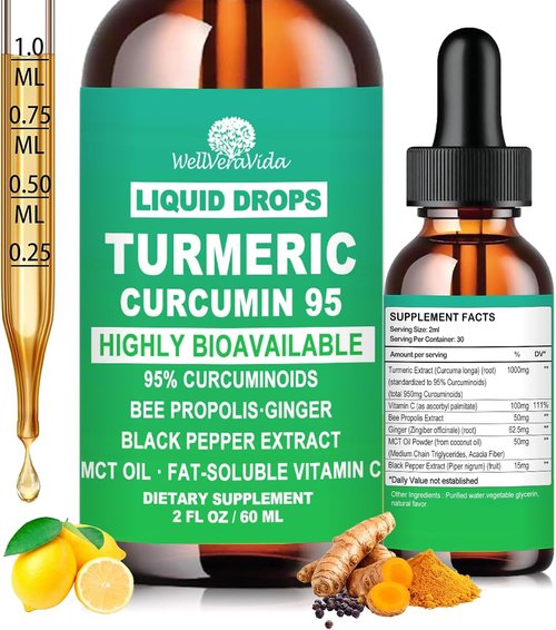 Turmeric Curcumin Supplement - 1000mg Liquid Complex with 95% Curcuminoids & Enhanced Absorption | Joint & Immune Support