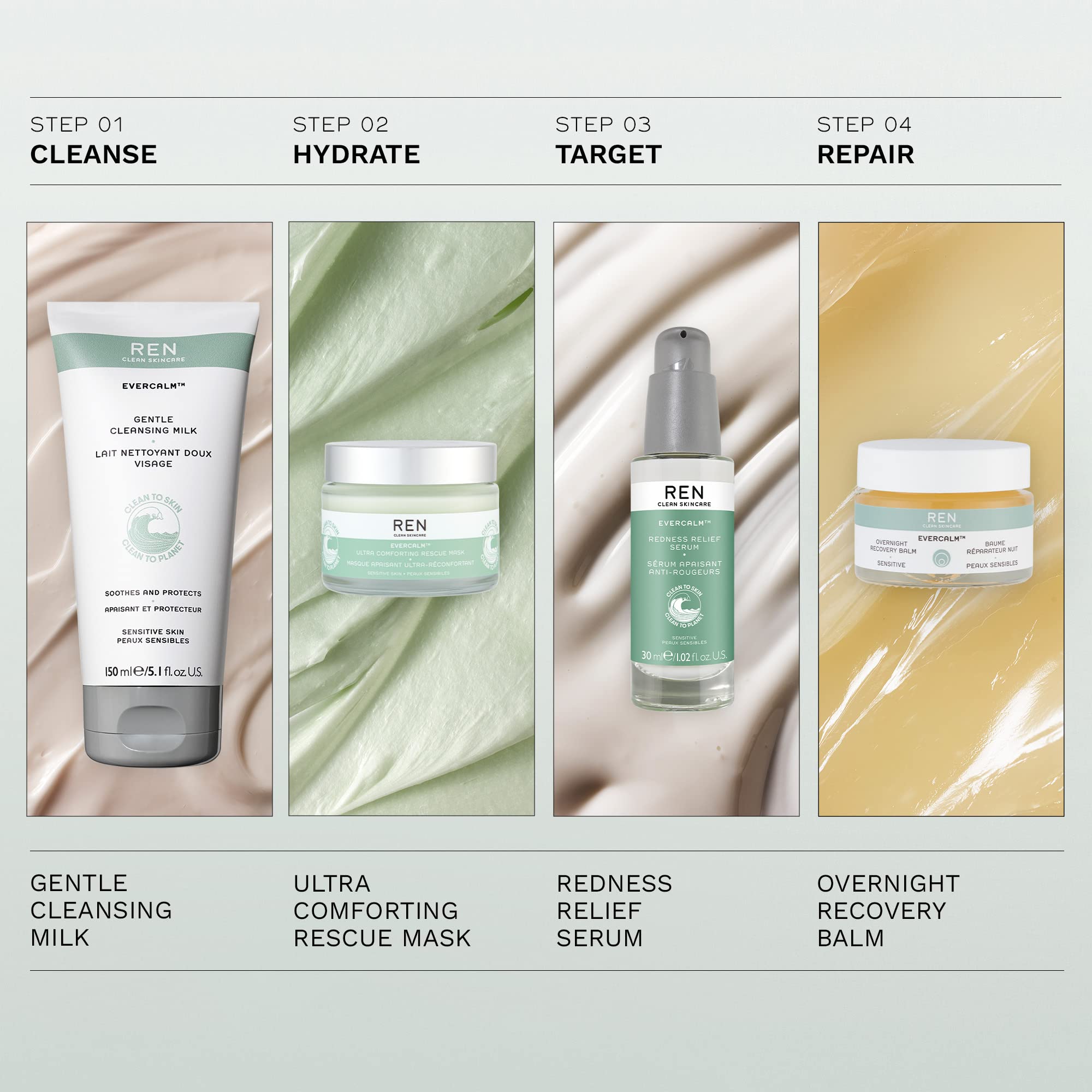 REN Clean Skincare Nighttime Facial Moisturizer - Evercalm Overnight Recovery Balm for Face and Body Provides Skin Barrier Protection to Repair Rosacea, Redness and Irritation for Sensitive Skin