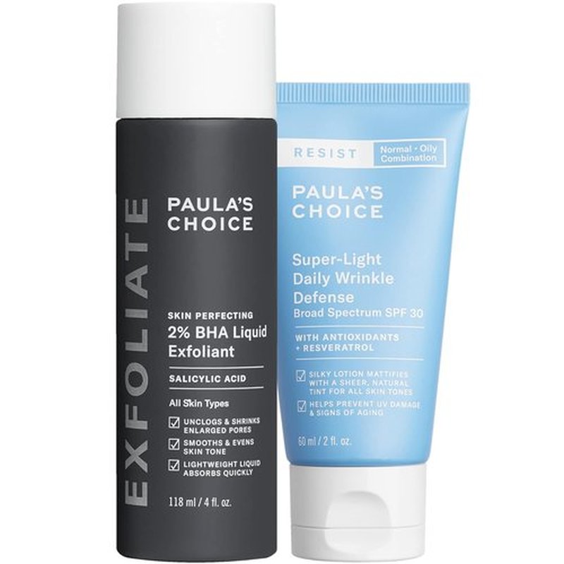 Paula's Choice 2% BHA Liquid Exfoliant & RESIST Daily Wrinkle Defense SPF 30 | Salicylic Acid & Tinted Sunscreen Set