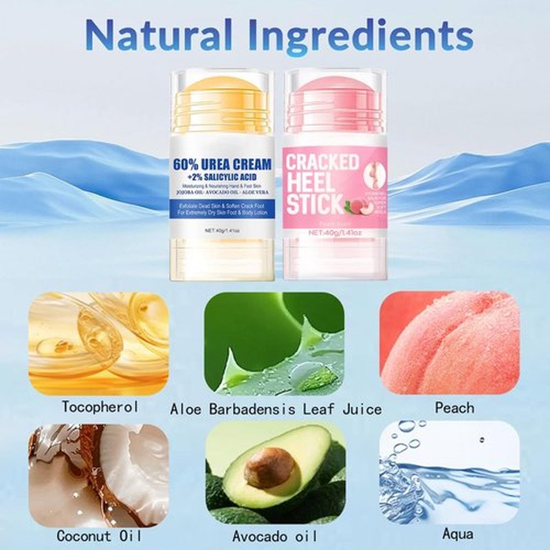 2Pcs Crack Feet Prevention Stick, Hydrating Heel Balm for Dry Cracked Feet,Moisturizing Foot Care Cream, Foot Balm Stick Intensive Repair Feets,Hands,Heels,Elbow and Knees and Softening Dry Skin