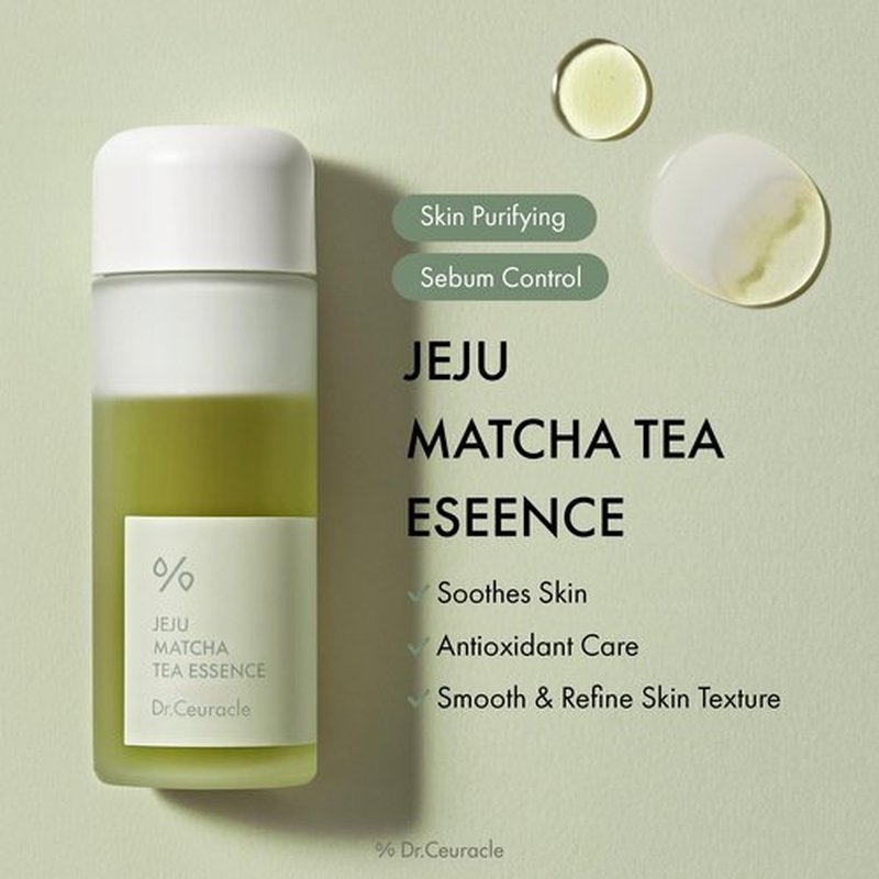 Dr.Ceuracle Jeju Matcha Tea Essence - Skin Purifying Milky Toner with Matcha Extract, 9-Peptide, Ceramide, Korean Skincare Essence (150 ml / 5.07 fl. oz.)