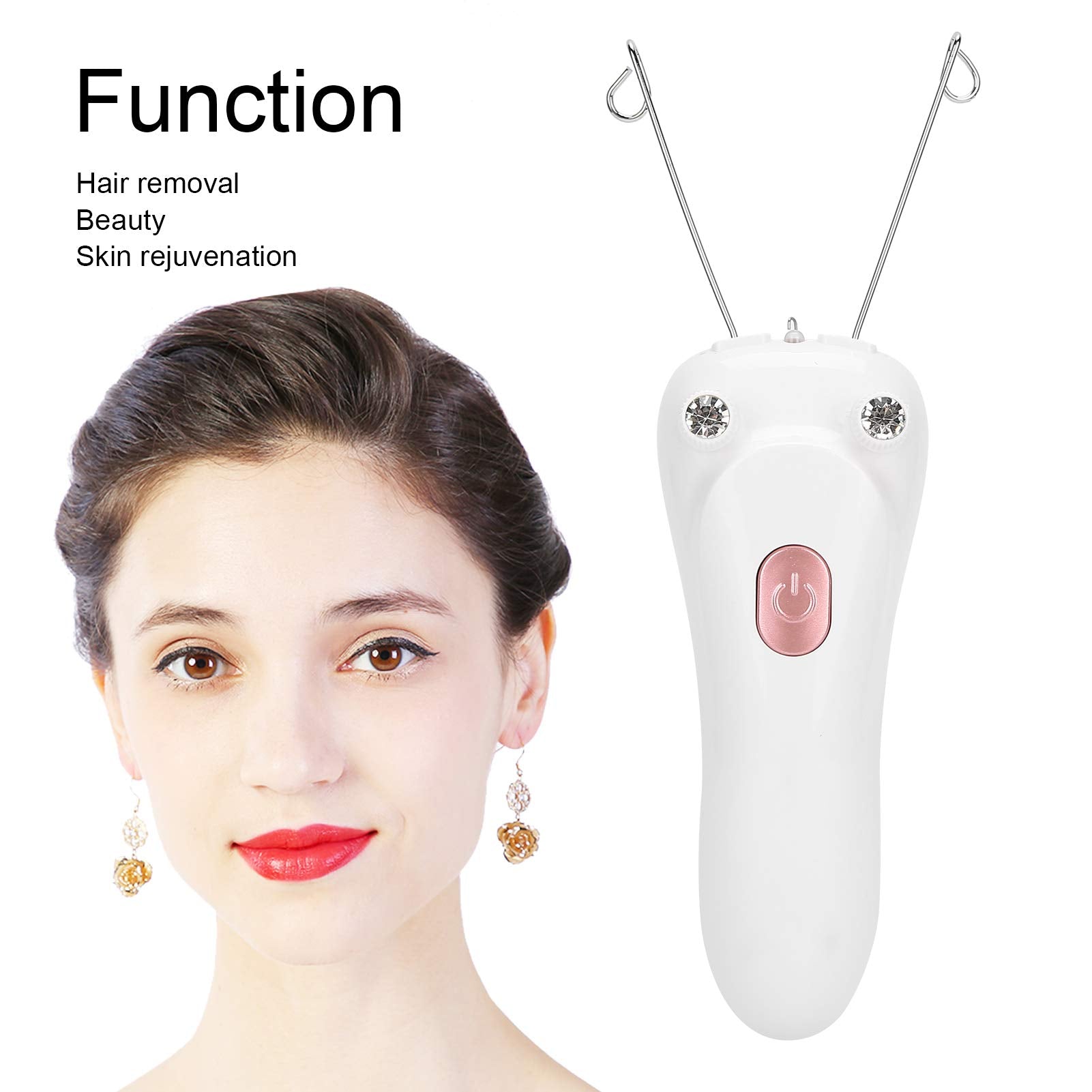 Sunicon Facial Threading Hair Removal, USB Rechargeable Electric Women Cordless Facial Threading Epilator Ladies Beauty Epilator Trimmer Cotton Threading Tool for Body Facial Pull(Pinks)