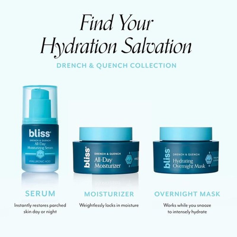Bliss Drench & Quench Hydrating Overnight Collagen Mask - Boost Elasticity & Hydration for Glowing Skin