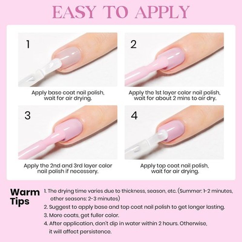 MIZHSE Quick Dry Nail Polish, Light Pink Nail Polish Non Gel Air Drying Fast, 15 ml 0.5 fl oz Regular Pastel Pink Glossy Finish Nail Lacquer Nail Art Manicure DIY Home