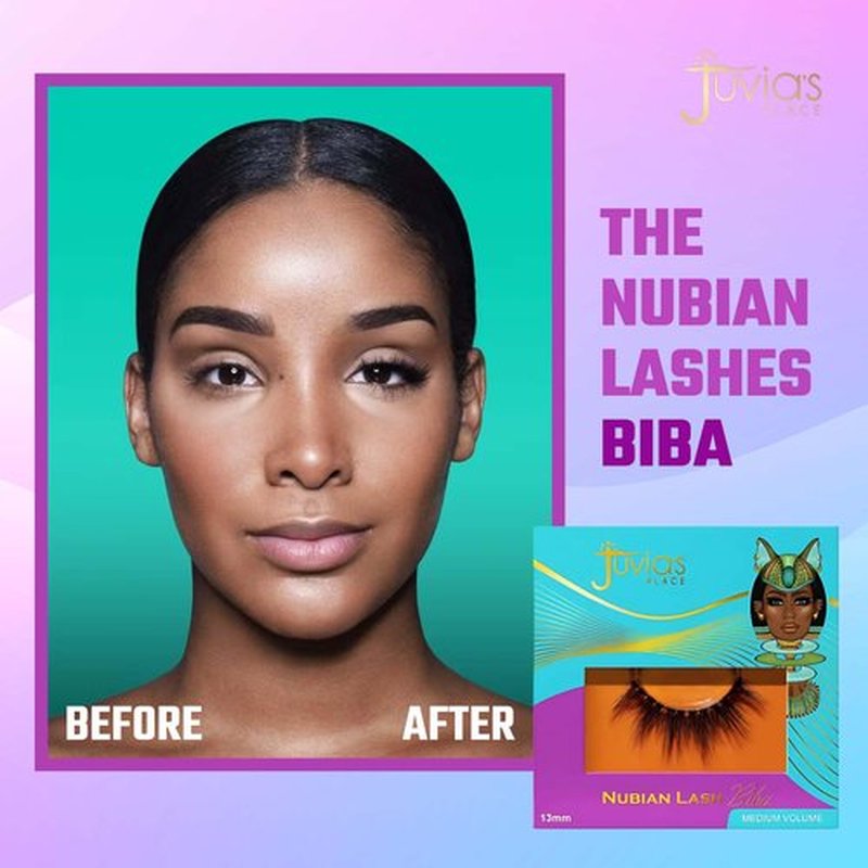 Juvia's Place Nubian Eyelashes Biba - Eyelash Extension for Day or Night Use, Vegan Mink Lashes, Cruelty-Free Fluffy Lashes, Reusable Adhesive Eyelashes, Matte Black Mink Eyelashes Natural Look