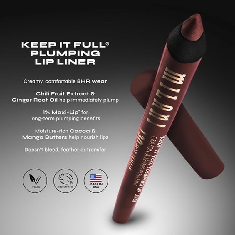 Milani Keep It Full Plumping Lip Liner - Long-Lasting Creamy Pencil for Fuller Lips - Vegan & Cruelty-Free, 8-Hour Wear