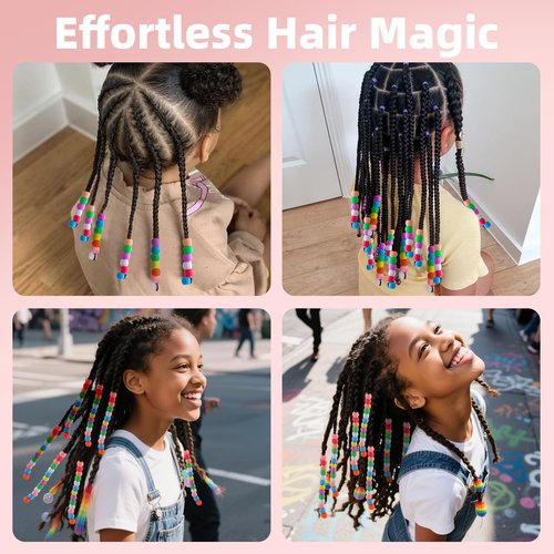 150Pcs 10mm Small Silicone Beads for Hair Braids, Soft Jellyish Pony Hair Beads with 5mm Hole + 50 Rubber Bands and 1 Beader for Braiding, DIY Bracelets Necklaces Crafts (Multicolors)