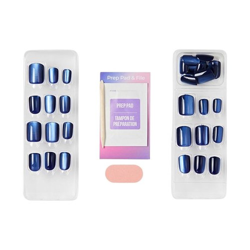 KISS imPRESS Press-On Nails - Velvet Romance ColorFX, Purple Short Squoval - 30 Nails & Accessories Included