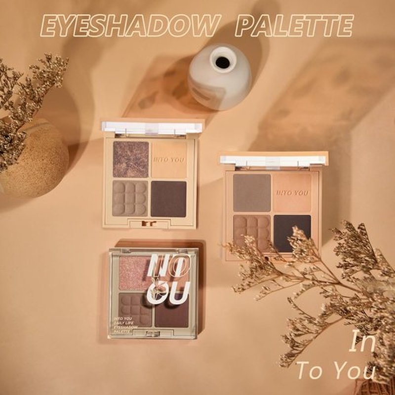 INTO YOU Nude Eyeshadow Palette - 4 Colors with Matte, Shimmer & Glitter Finishes | Long-Lasting Warm Neutrals
