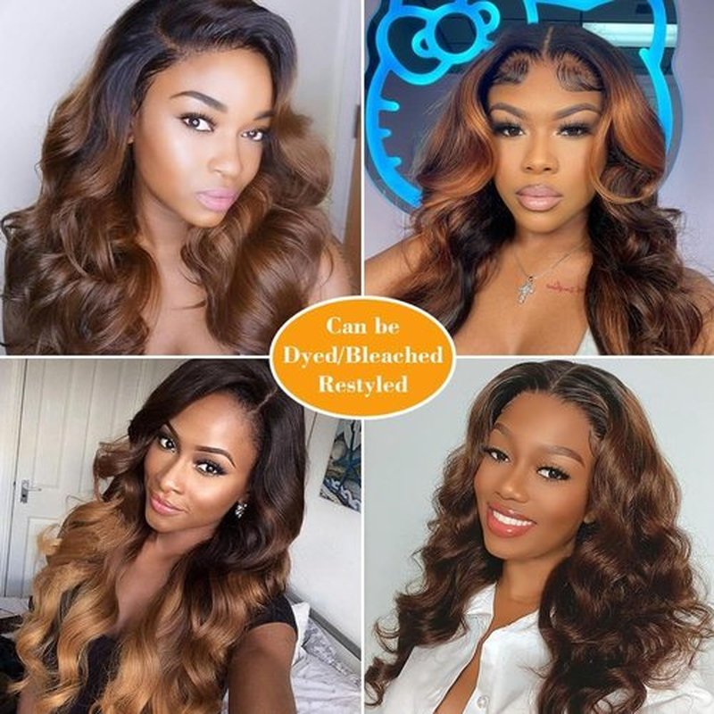 QTHAIR T1B/4/30 Ombre Body Wave Human Hair Weave 18A Brazilian Virgin Hair Bundles Ombre 100% Unprocessed Body Wavy Hair Weft 1 Bundle (18",100g)
