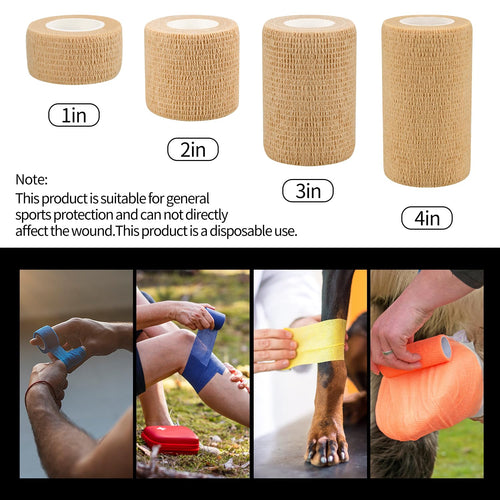 1" Self Adhesive Bandage Wraps, 6pcs Vet Wraps, Skin Color, 5 Yard Self Adherent Wraps for Sports, Wrist, Ankle and Swelling