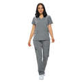 Monarch Uniforms Scrub Sets in Regular and Petite Stretchy Scrubs for Women Set of Scrub Top and Scrub pants-(HEATHER GREY)-3X