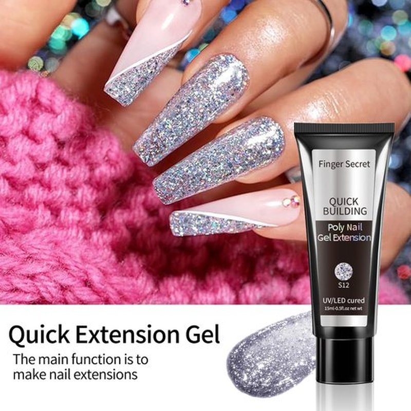 Finger Secret Poly Gel 6-Colors Set ,Shiny Poly Nail Gel,New Upgrade Shiny Style Multiple Nail Extension Combinations Shine Your Life