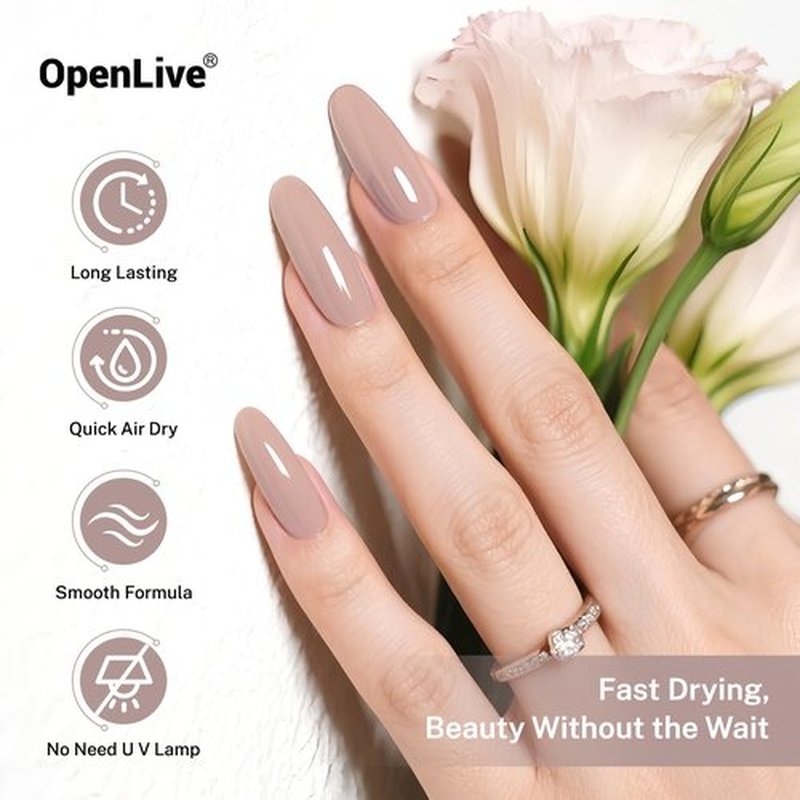 OpenLive 16.5ml Light Brown Nail Polish - Quick Dry, Long Lasting Shine for DIY Nail Art