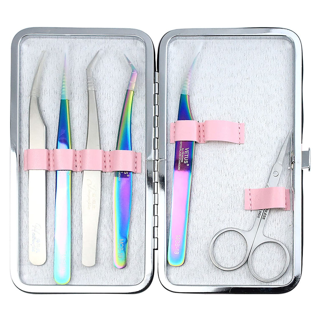 Small Tweezers Case for Eyelash Extensions, PU Leather Empty Tweezers Storage Bag, Portable Travel Case for Eyelash Grafting Extension Makeup Tools Scissors Lash Brush (Red)