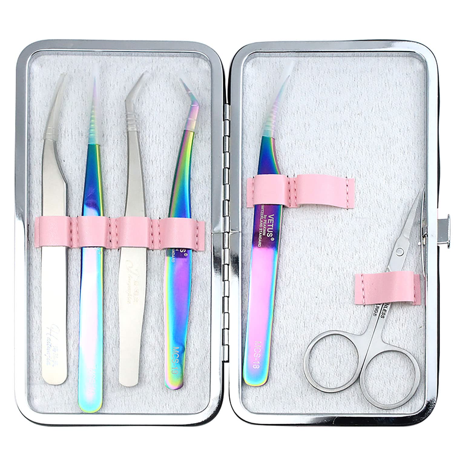 Small Tweezers Case for Eyelash Extensions, PU Leather Empty Tweezers Storage Bag, Portable Travel Case for Eyelash Grafting Extension Makeup Tools Scissors Lash Brush (Red)