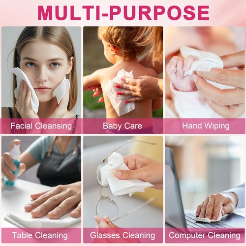 FACEMADE 200 Count (4 Packs) Disposable Face Towels, Ultra Thick Face Towelettes Disposable, Clean Facial Towels for Makeup Remover, Skincare, USDA Certified 100% Biobased