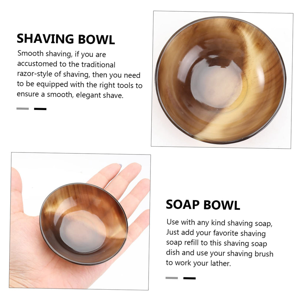 Healifty Natural Yak Horn Shaving Bowl for Men, 3 Inch Shave Soap Lather Mug Hand Carved Viking Decor Mixing Dish for Travel Grooming Kit