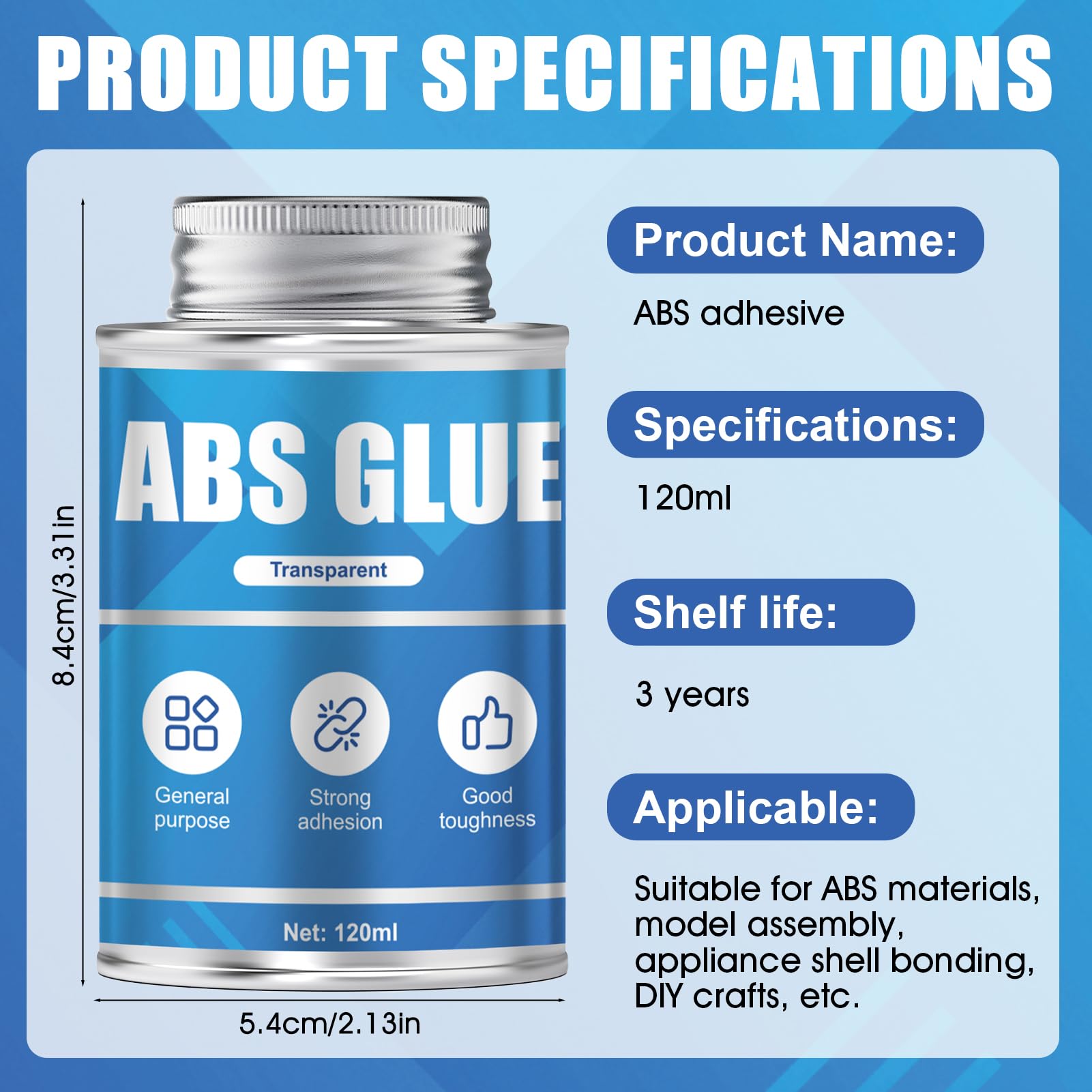 kuailaya ABS Glue, Glue for Plastic ABS Cement High Bonding Strength Waterproof High Versatility for Bonding PP ABS PVC Acrylic Miniatures Model Craft and Other Plastic, 120ml