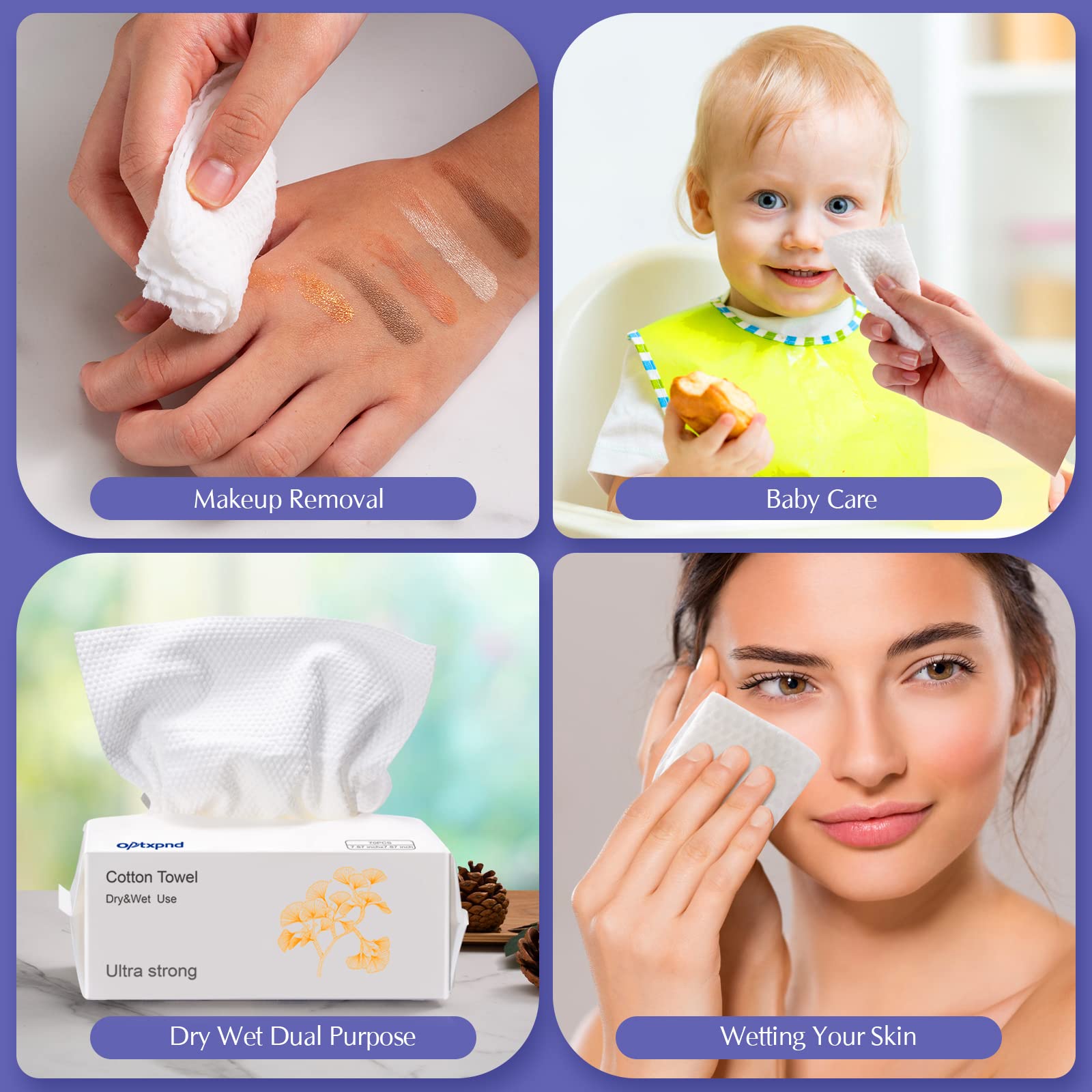 3Pack Disposabel Face Cloths for Washing,Thicker Disposable Face Towel Soft Dry Wipe Facial Tissue Soft Cotton Cloths Towelettes for Cleaning Office Travel Makeup Remove
